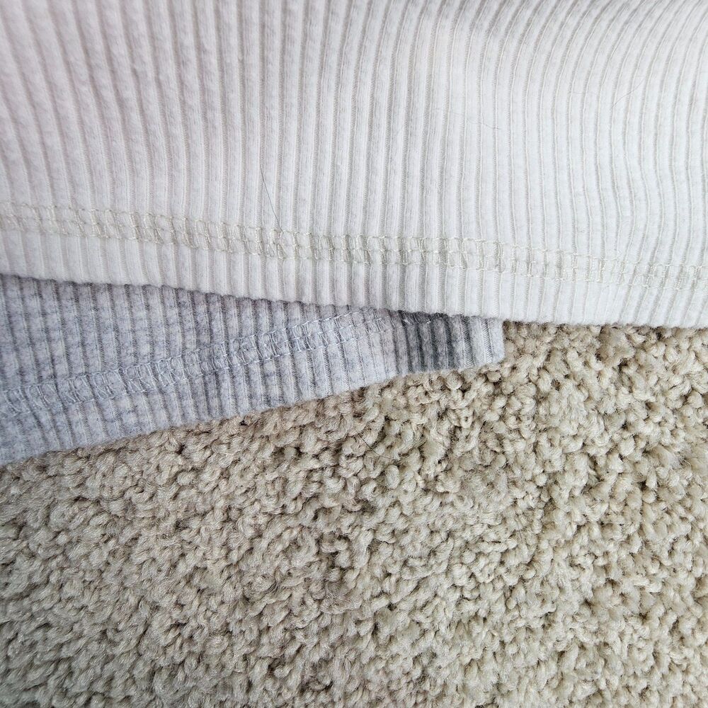 Old Navy Ribbed Long Sleeve Tops L Gray Ivory Stretch Layering Tees 2 Piece Lot - Picture 5 of 12